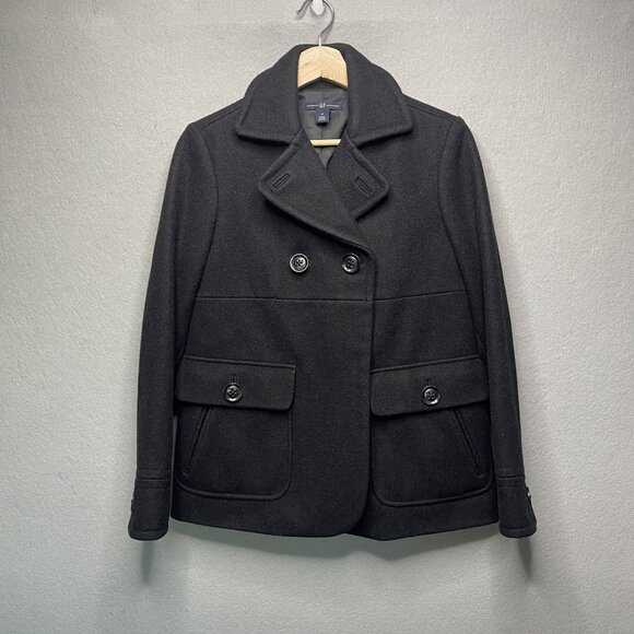 Gap Womens Black Wool Blend Peacoat Jacket Size S - Picture 1 of 7